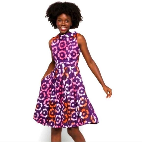 Busayo Womens Ore Scoop Neck Dress in Dark Purple Small - Picture 2 of 11